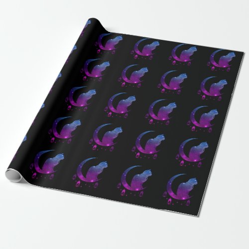 Crescent Moon Cat Mystical Pastel Goth Spiritual Wrapping Paper