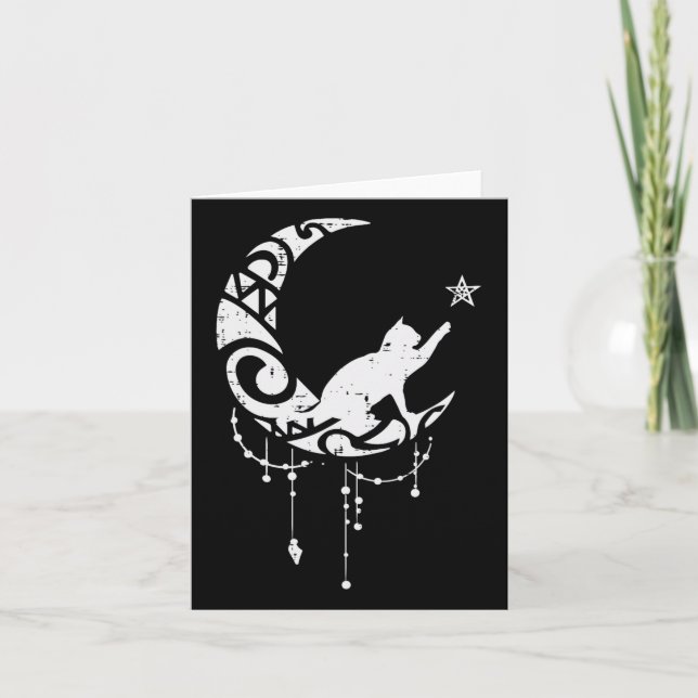 Crescent Moon Cat Star Mystical Celestial Women Gi Card (Front)