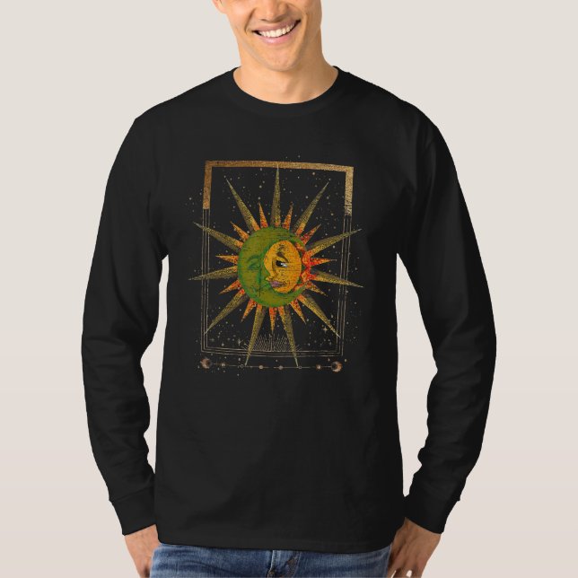 Crescent Moon Celestial Bodies Boho Sun Moon Astro T-Shirt (Front)
