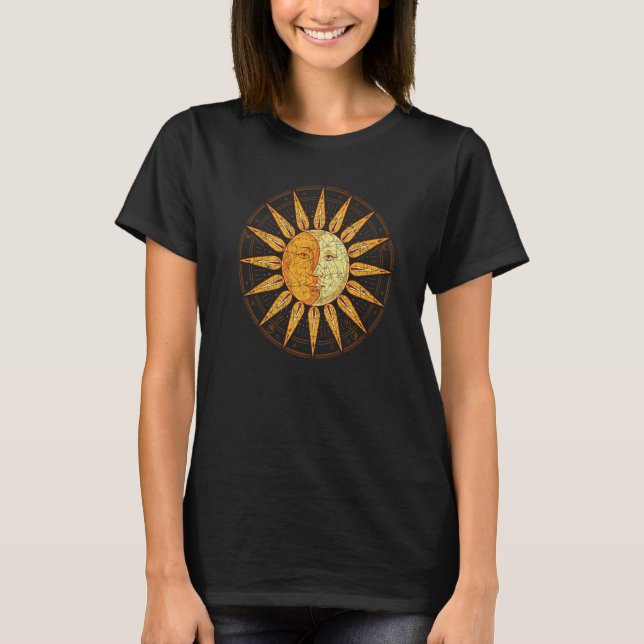 Crescent Moon Celestial Body Boho Sun Moon Astrolo T-Shirt (Front)