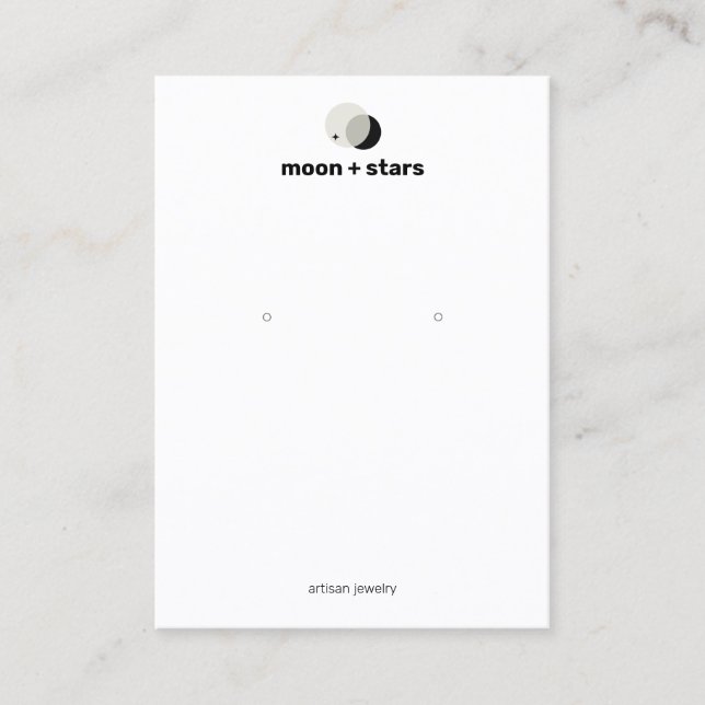 Crescent Moon Earring Jewelry Display Holder Business Card (Front)