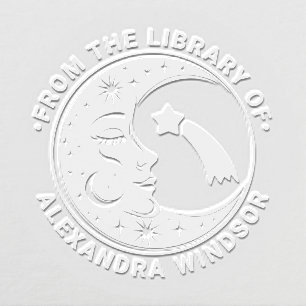 Crescent Moon Face Shooting Star Library Book Name Embosser