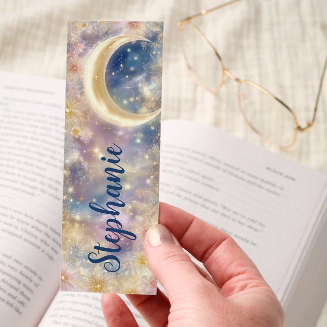Crescent Moon Floral Stars Bookmarks (Hand)
