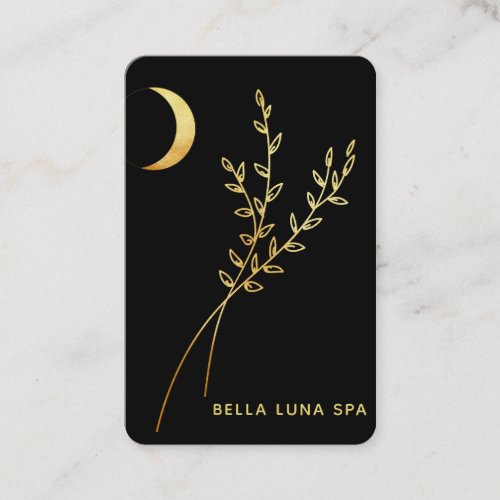  Crescent Moon Glitter Gold Foil Leaves Business Card