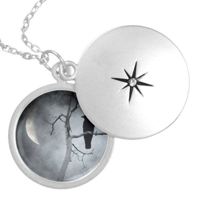 Crescent Moon Glow Locket Necklace (Front)