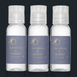 crescent moon gold celestial wedding hand sanitize sanitizer<br><div class="desc">Our "celestial gold" collection features beautiful crescent moon with gold stars in various designs on a velvet midnight blue background paired with elegant fonts. Easy to you to customize and you can choose among many items from this collection in our store.</div>