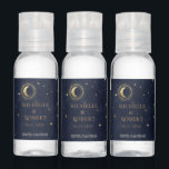 crescent moon gold celestial wedding hand sanitizer<br><div class="desc">Our "celestial gold" collection features beautiful crescent moon with gold stars in various designs on a velvet midnight blue background paired with elegant fonts. Easy to you to customize and you can choose among many items from this collection in our store.</div>