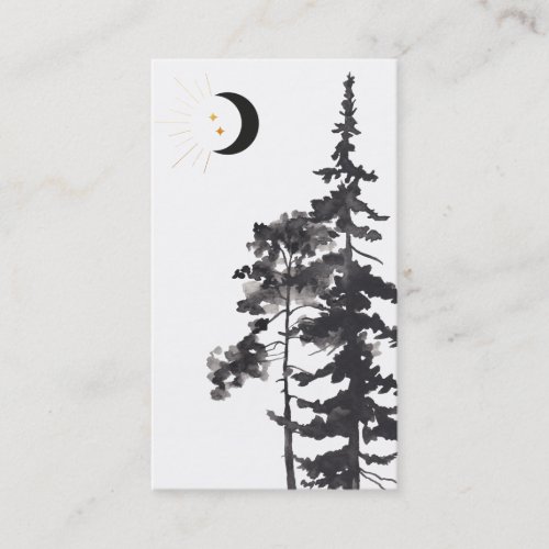   Crescent Moon Gold Moon Beams Trees Stars Business Card