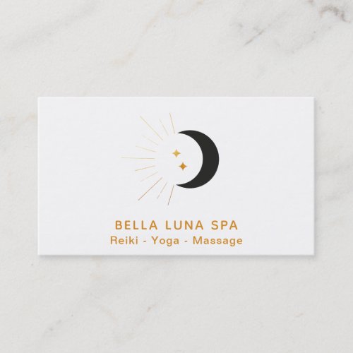   Crescent Moon Gold Moon Beams Twinkle Stars Business Card