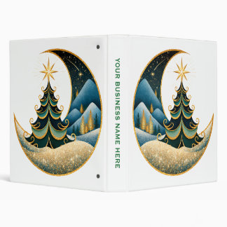 Crescent Moon Gold Winter Christmas Wonderland 3 Ring Binder