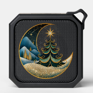 Crescent Moon Gold Winter Christmas Wonderland Bluetooth Speaker