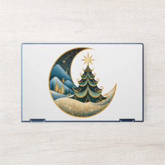 Crescent Moon Gold Winter Christmas Wonderland HP Laptop Skin