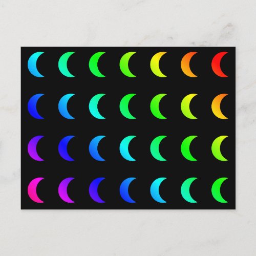 Crescent Moon Lunar Luna Colorful Rainbow Colors Postcard