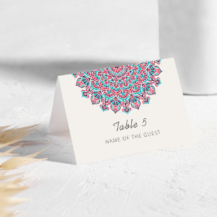 Crescent Moon Mandala Wedding Place Card