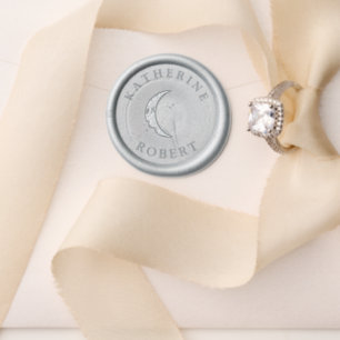 Crescent Moon Monogram Wedding Wax Seal Stamp