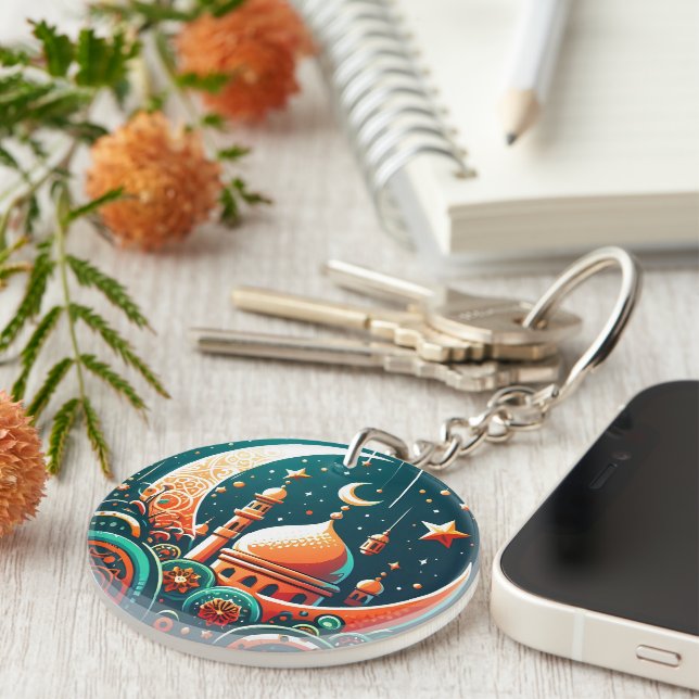 Crescent Moon Mosque Keychain (Front Right)
