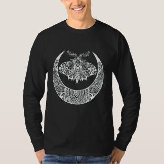 Crescent Moon Moth Vintage Goth Horror Antisocial  T-Shirt