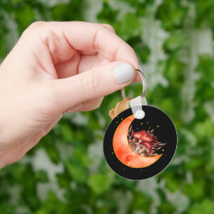 Crescent Moon Mushroom Cottagecore Fungi Mycology Keychain