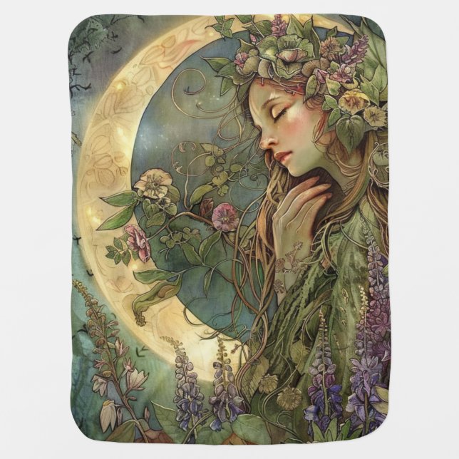 Crescent Moon Ostara Baby Blanket (Front)