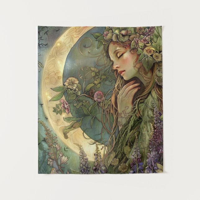 Crescent Moon Ostara  Tapestry (Front)