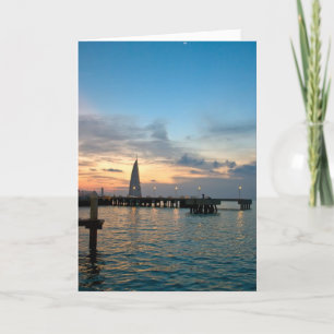 Crescent-Moon-Over-Key-West-Dock - Customized Letterpress Thank You Card