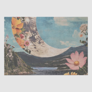 Crescent Moon Over Serene Landscape Tissue Paper