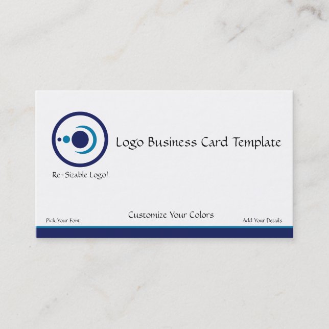 Crescent Moon Planets Blue Logo Business Card (Front)