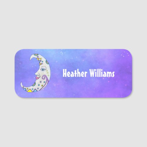 Crescent Moon Pretty Face Abstract Markings Sky Name Tag