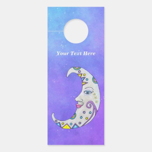 Crescent Moon Pretty Face Decorated With Colors Door Hanger