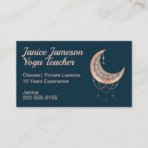 Crescent Moon Rose Gold Celestial Business Card