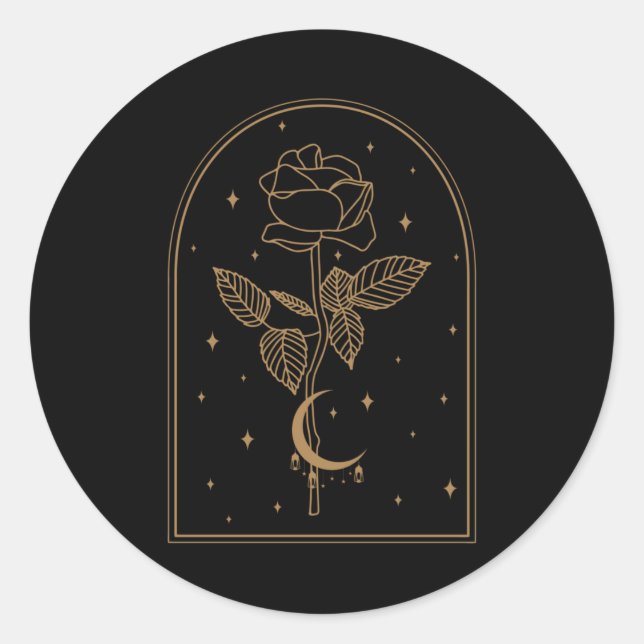 Crescent Moon Rose Occult Witchcraft Wicca Classic Round Sticker (Front)