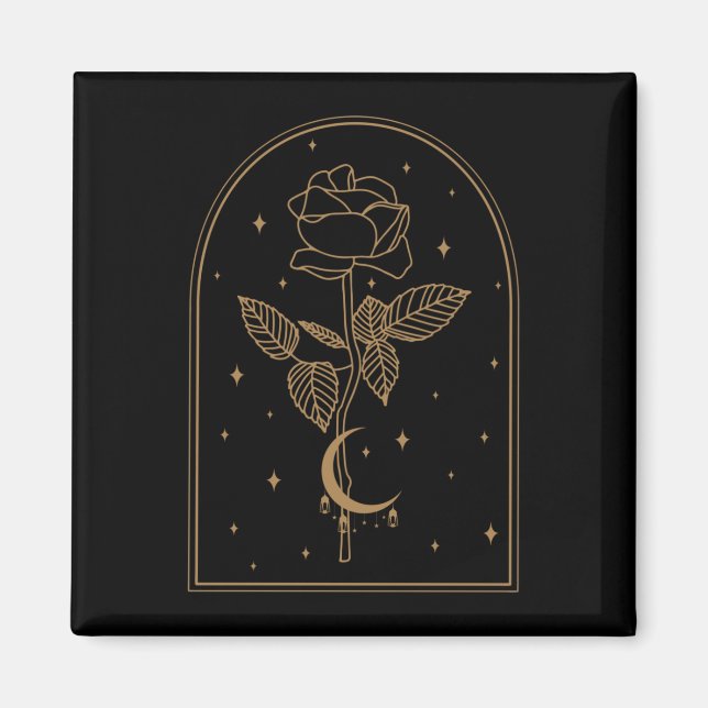 Crescent Moon Rose Occult Witchcraft Wicca Magnet (Front)