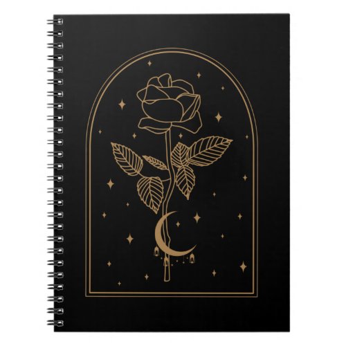 Crescent Moon Rose Occult Witchcraft Wicca Notebook