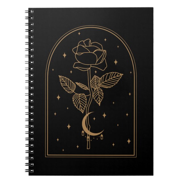 Crescent Moon Rose Occult Witchcraft Wicca Notebook (Front)
