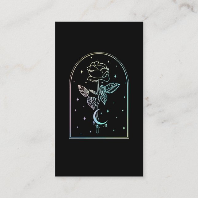 Crescent Moon Rose Occult Witchcraft Wicca Pastel Business Card (Front)