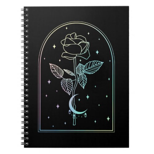 Crescent Moon Rose Occult Witchcraft Wicca Pastel Notebook