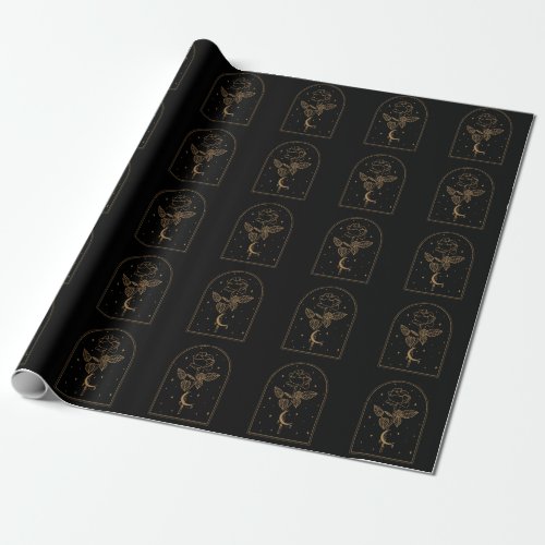 Crescent Moon Rose Occult Witchcraft Wicca Wrapping Paper