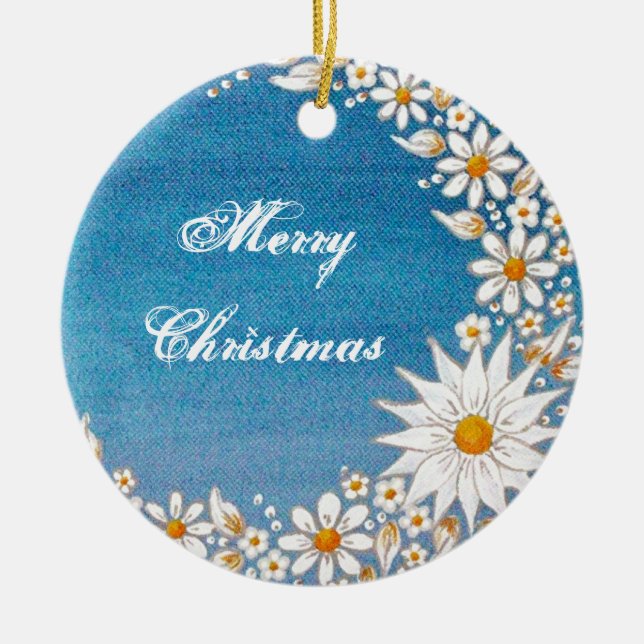 Crescent Moon Round Ornament -Merry Christmas (Front)
