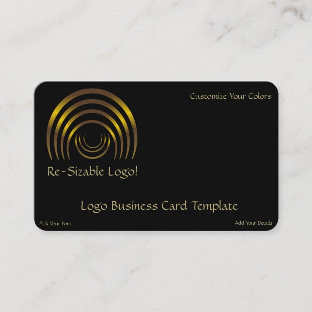 Crescent Moon Shaped Gold Crop Circle Business Card (Front)