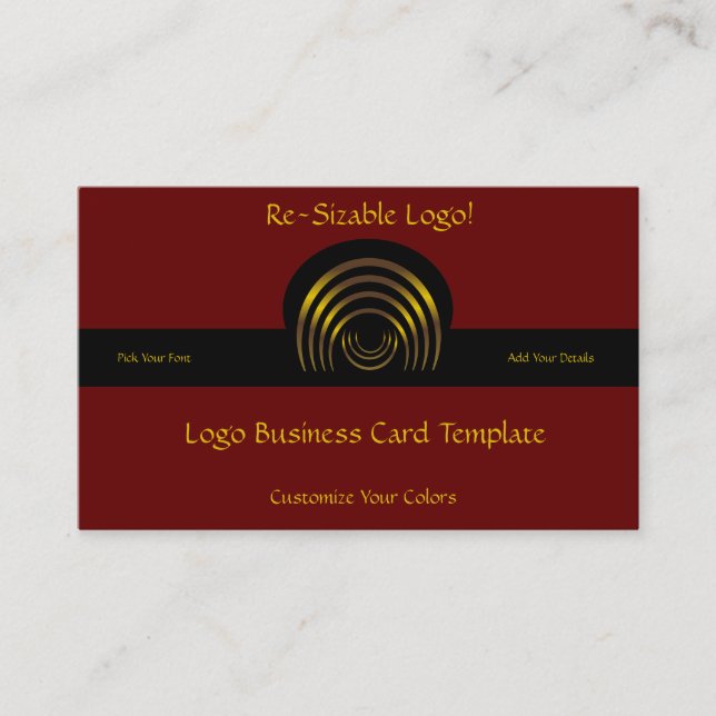 Crescent Moon Shaped Gold Logo Business Card (Front)