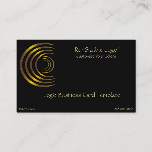 Crescent Moon Shaped Gold Logo Business Card (Front)