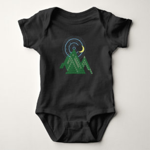 crescent moon sky in the mountain baby bodysuit