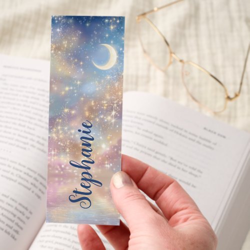 Crescent Moon Sparkling Sky Water Reflection Bookmarks