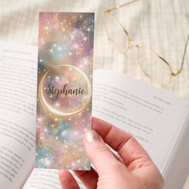 Crescent Moon Sparkling Stars Bookmarks (Hand)