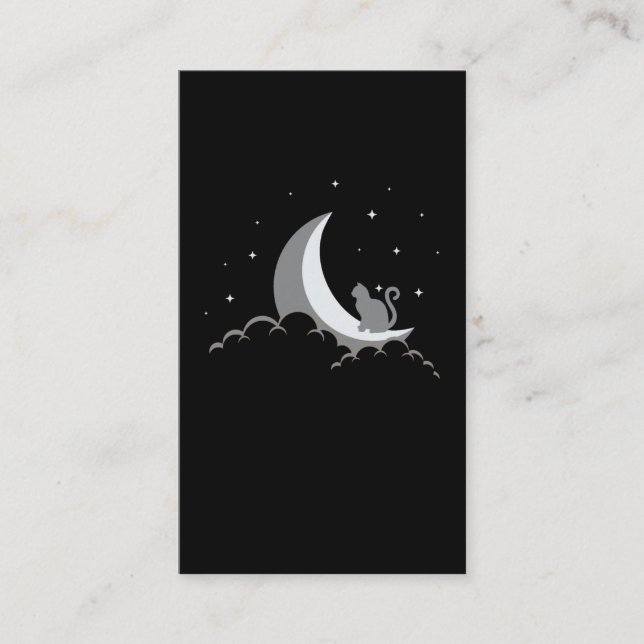 Crescent Moon Spiritual Cat Gothic Pastel Wicca Business Card (Front)