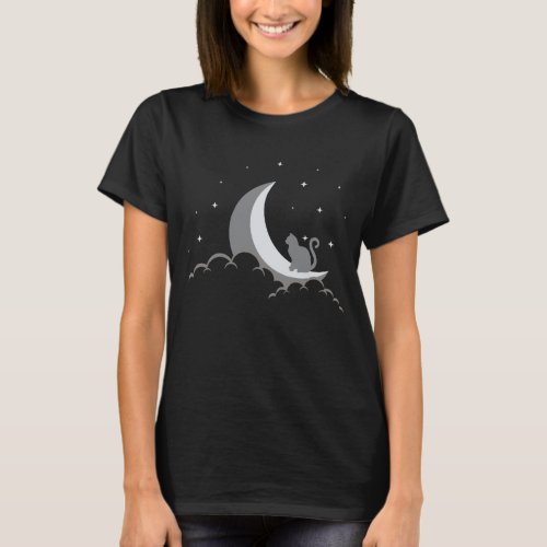 Crescent Moon Spiritual Cat Gothic Pastel Wicca T_Shirt