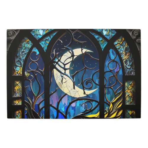 Crescent Moon Stained Glass Metal Print
