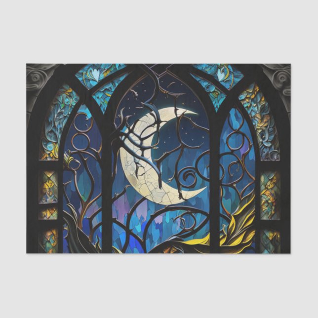 Crescent Moon Stained Glass Tissue Paper (Front)