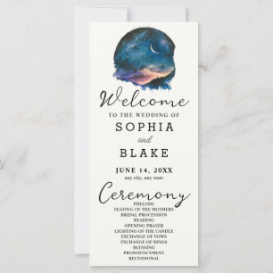 Crescent Moon Starlit Sky Cream Wedding Program
