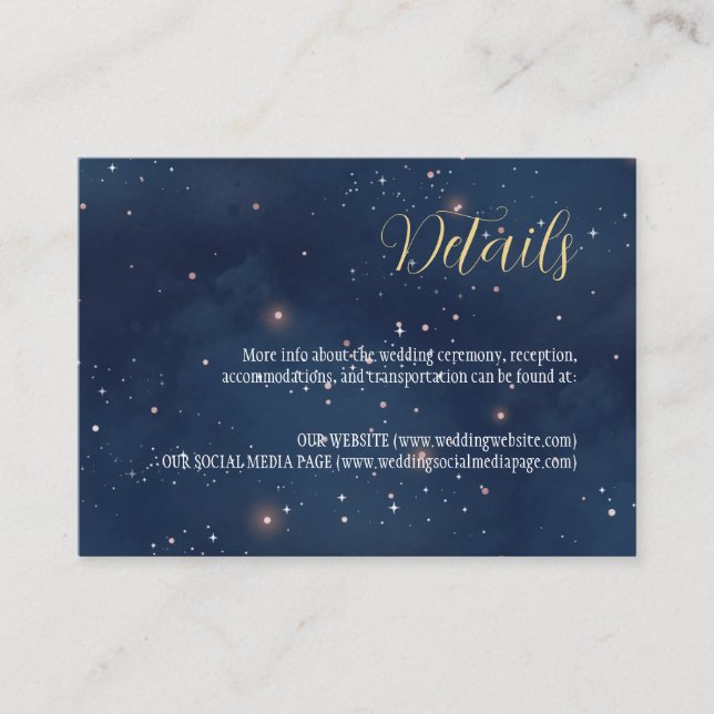 Crescent Moon Starry Night Navy Enclosure Card (Front)